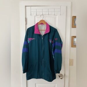 Vintage Reebok Women's Teal and Purple Ski Jacket Size L